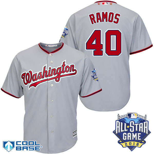 Washington Nationals #40 Wilson Ramos Gray 2016 MLB All Star Game Patch Cool Base Jersey