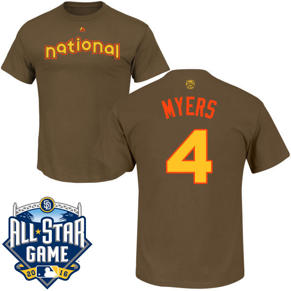 National League 2016 MLB All-Star Game Brown Majestic San Diego Padres #4 Wil Myers T-Shirt