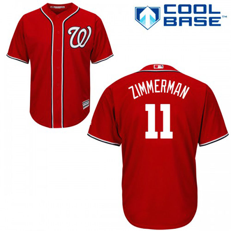 Washington Nationals #11 Ryan Zimmerman Authentic Cool Base Red Jersey