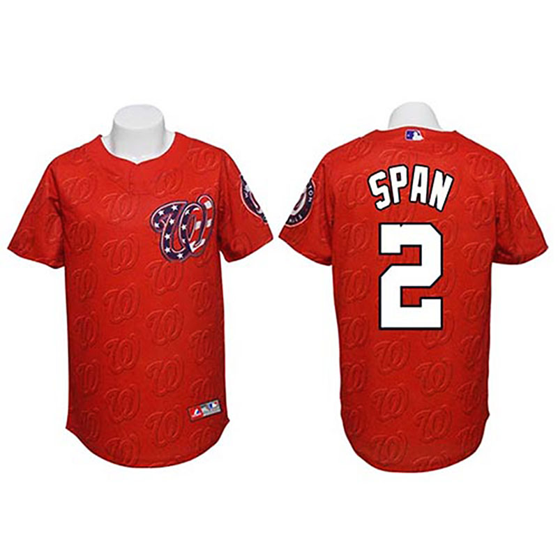 Washington Nationals #2 Denard Span Authentic Watermark Fashion Red Jersey