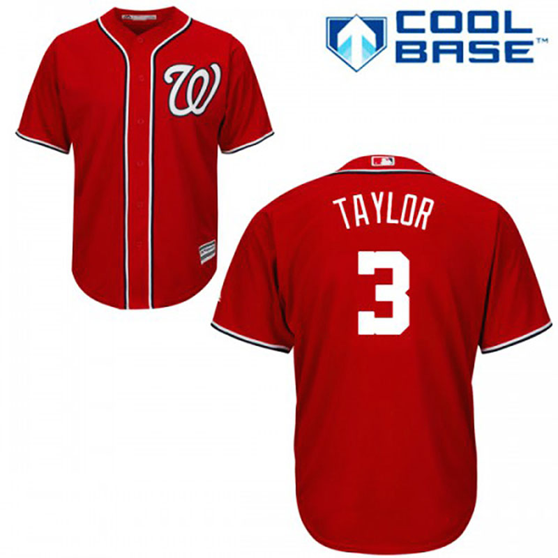 Washington Nationals #3 Michael Taylor Authentic Cool Base Red Jersey