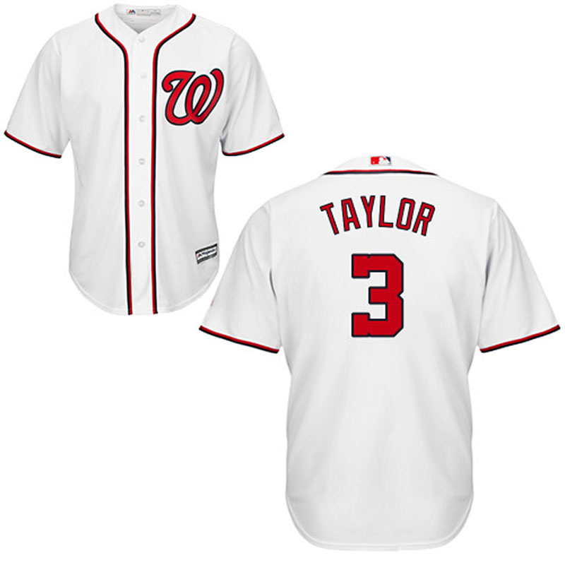 Washington Nationals #3 Michael Taylor Authentic Cool Base White Jersey