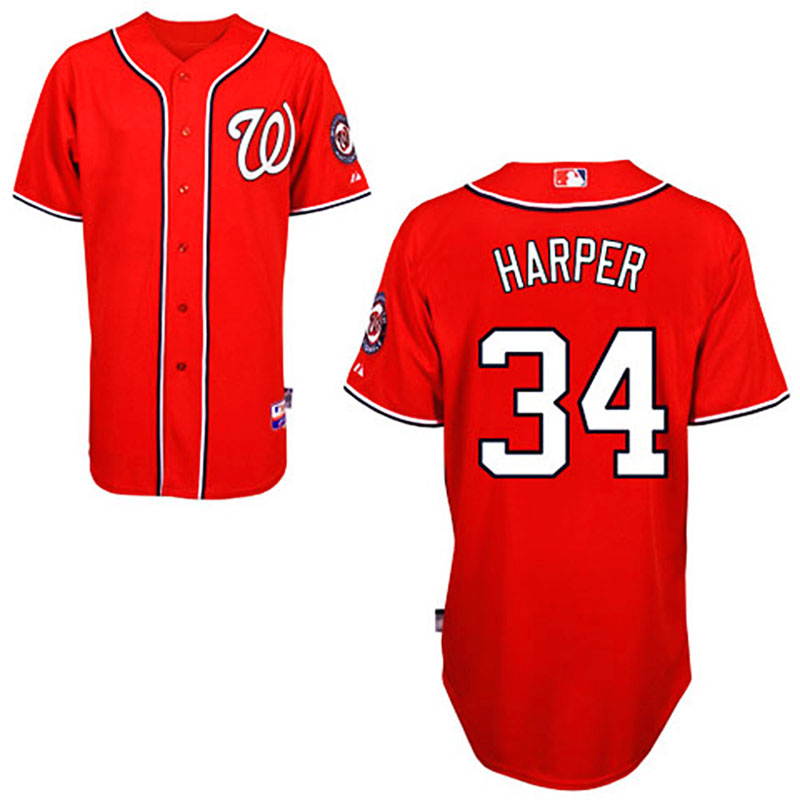 Washington Nationals #34 Bryce Harper Red 2011 Alternate 1 Cool Base Jersey