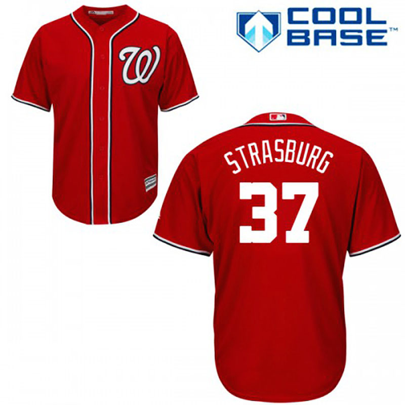 Washington Nationals #37 Stephen Strasburg Authentic Cool Base Red Jersey