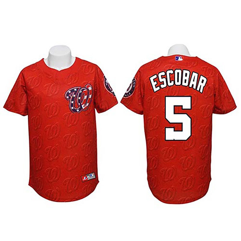 Washington Nationals #5 Yunel Escobar Authentic Watermark Fashion Red Jersey