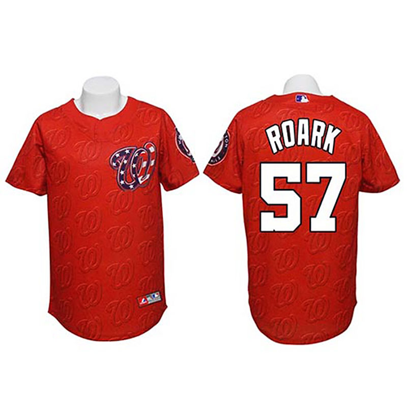 Washington Nationals #57 Tanner Roark Authentic Watermark Fashion Red Jersey