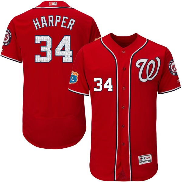 Washington Nationals #34 Bryce Harper Scarlet Authentic Collection On-Field Spring Training Player Jersey