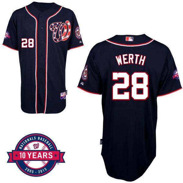 Washington Nationals #28 Jayson Werth Navy Blue Alternate 10th Anniversary Authentic Cool Base Jersey