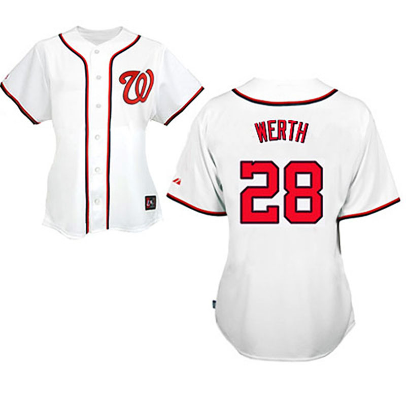 Washington Nationals #28 Jayson Werth White Women's Fashion Jersey