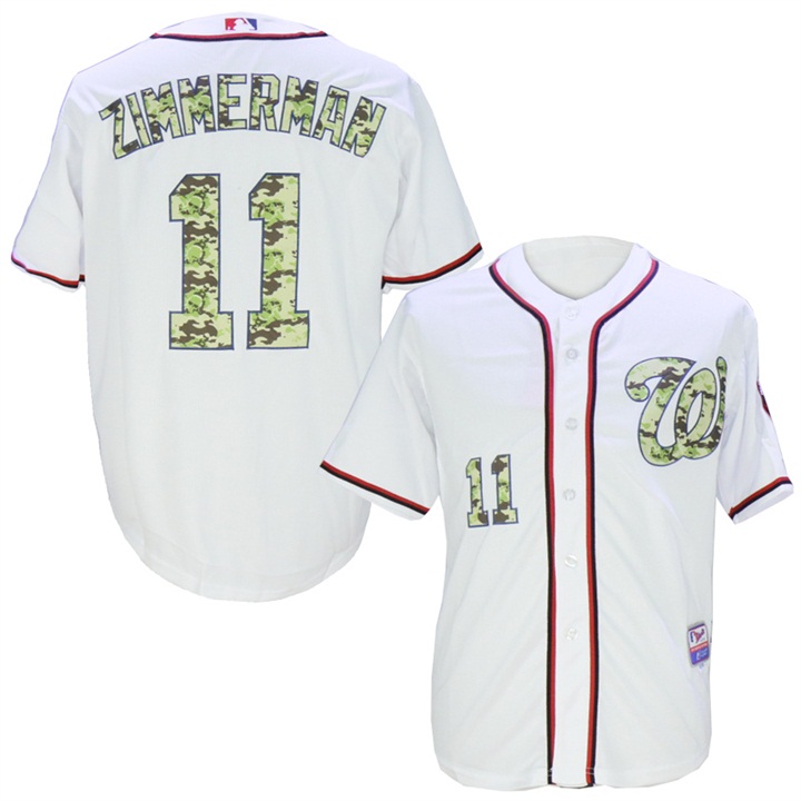 Washington Nationals #11 Ryan Zimmerman White Camo Cool Base Jersey