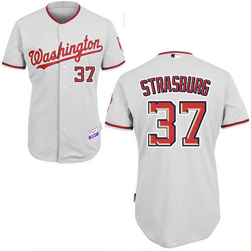 Washington Nationals #37 Stephen Strasburg Grey Road Jersey