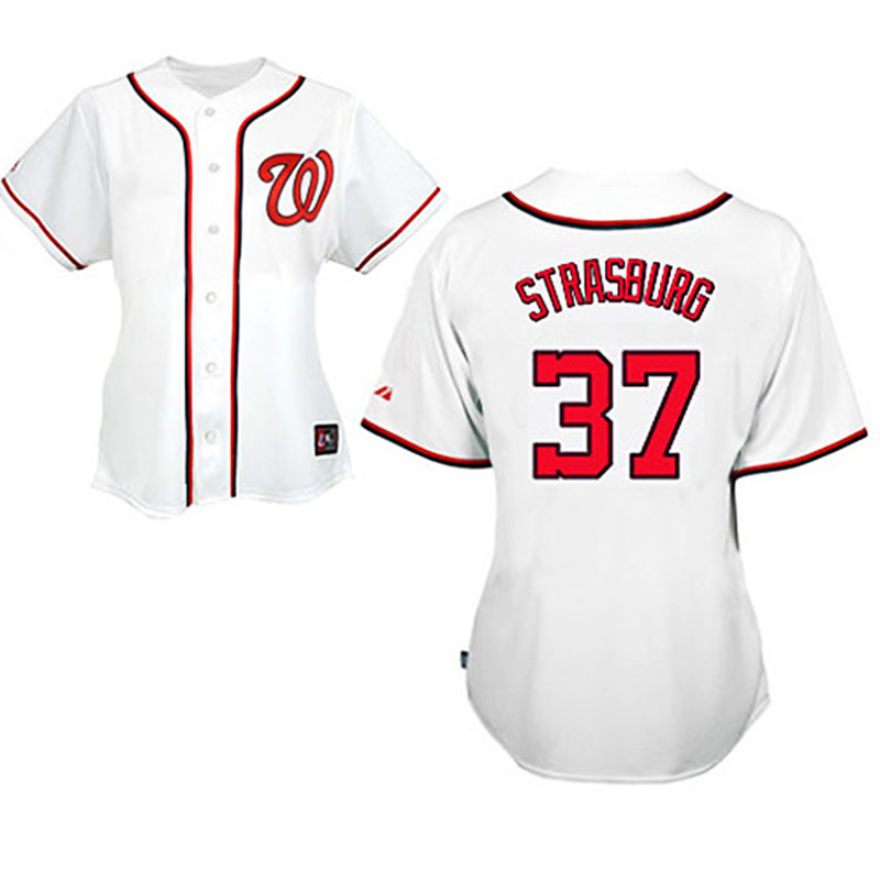 Washington Nationals #37 Stephen Strasburg White Women's Fashion Jersey