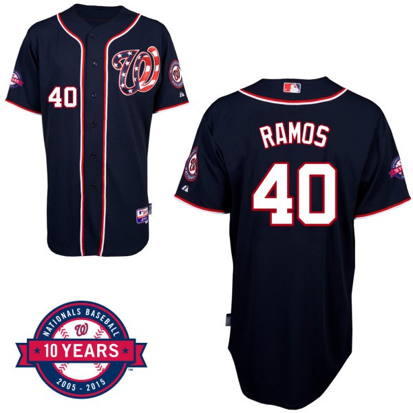 Washington Nationals #40 Wilson Ramos Navy Blue Alternate 10th Anniversary Authentic Cool Base Jersey