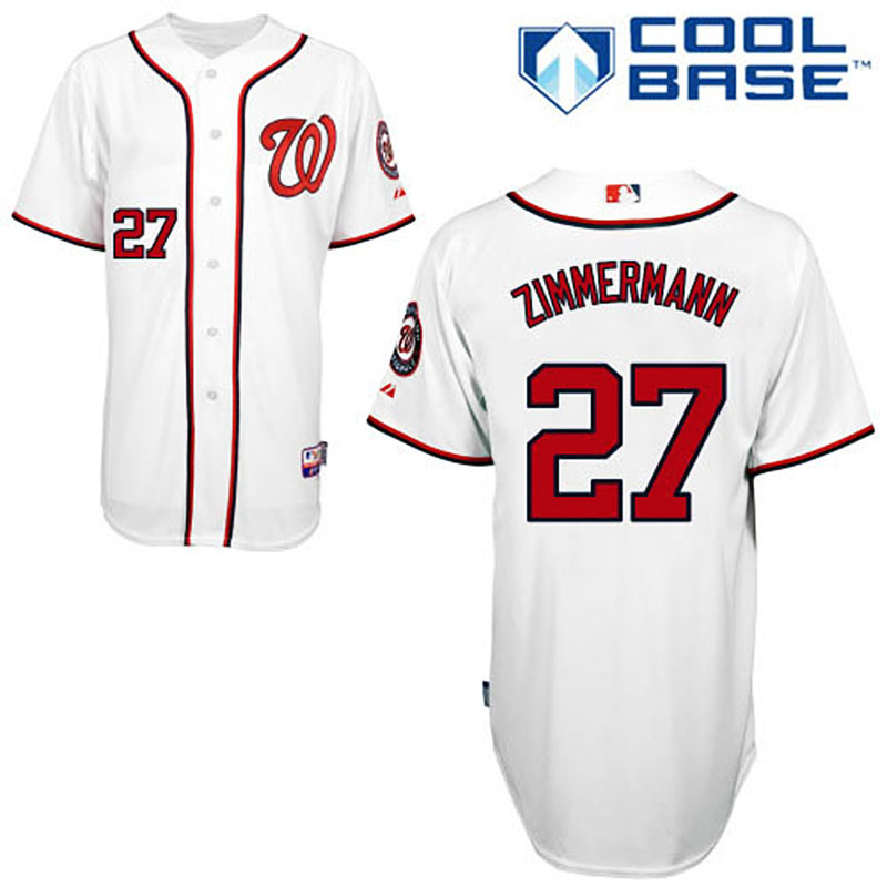 Washington Nationals #27 Jordan Zimmermann Men's Authentic White Home Majestic MLB Cool Base Jersey