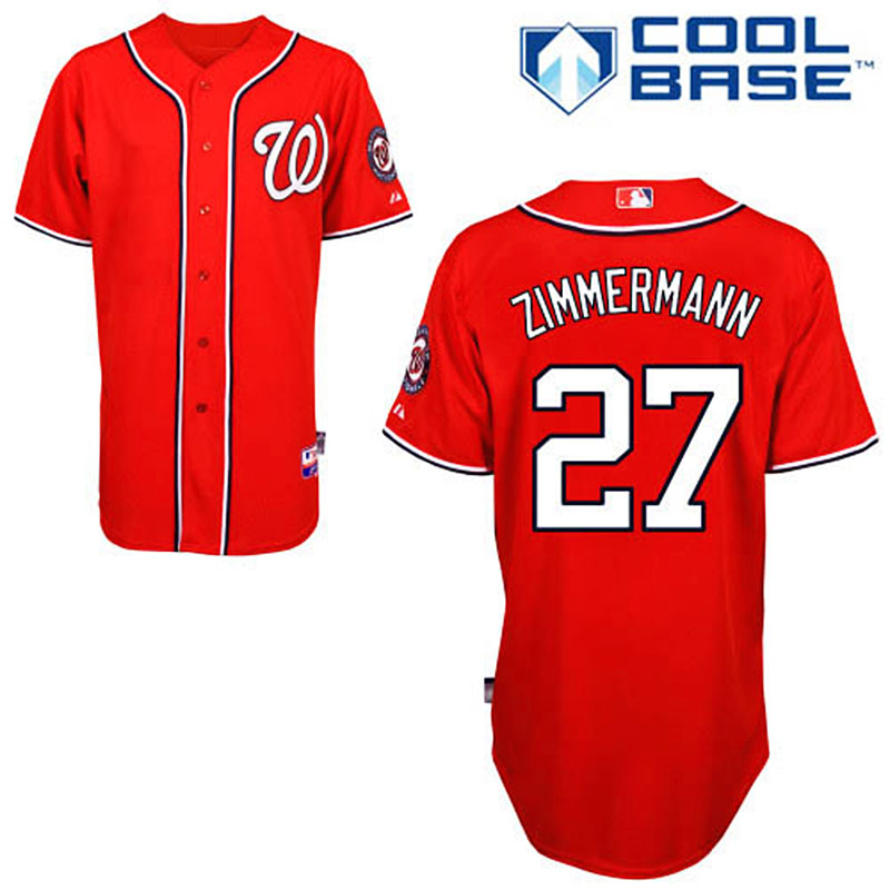 Washington Nationals #27 Jordan Zimmermann Men's Authentic Red Alternate Majestic MLB Cool Base Jersey