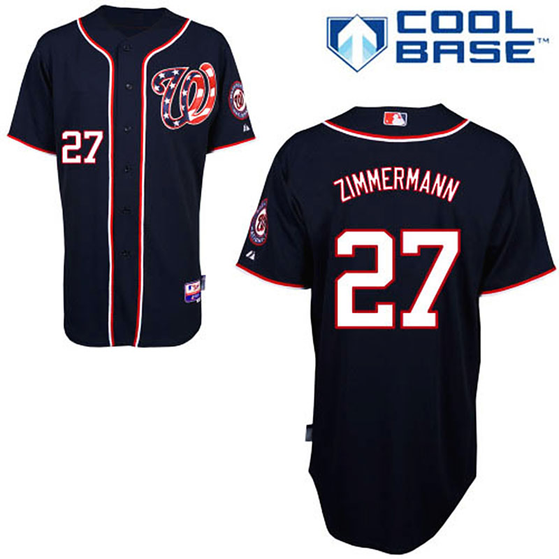 Washington Nationals #27 Jordan Zimmermann Men's Authentic Navy Blue Alternate Majestic MLB Cool Base Jersey