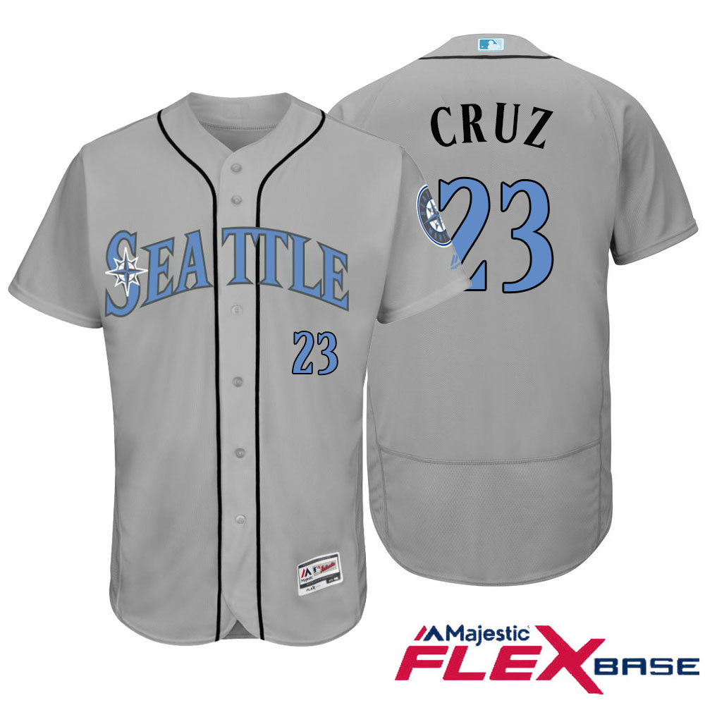 Seattle Mariners #23 Nelson Cruz Majestic Gray Fashion 2016 Father's Day Flex Base Jersey