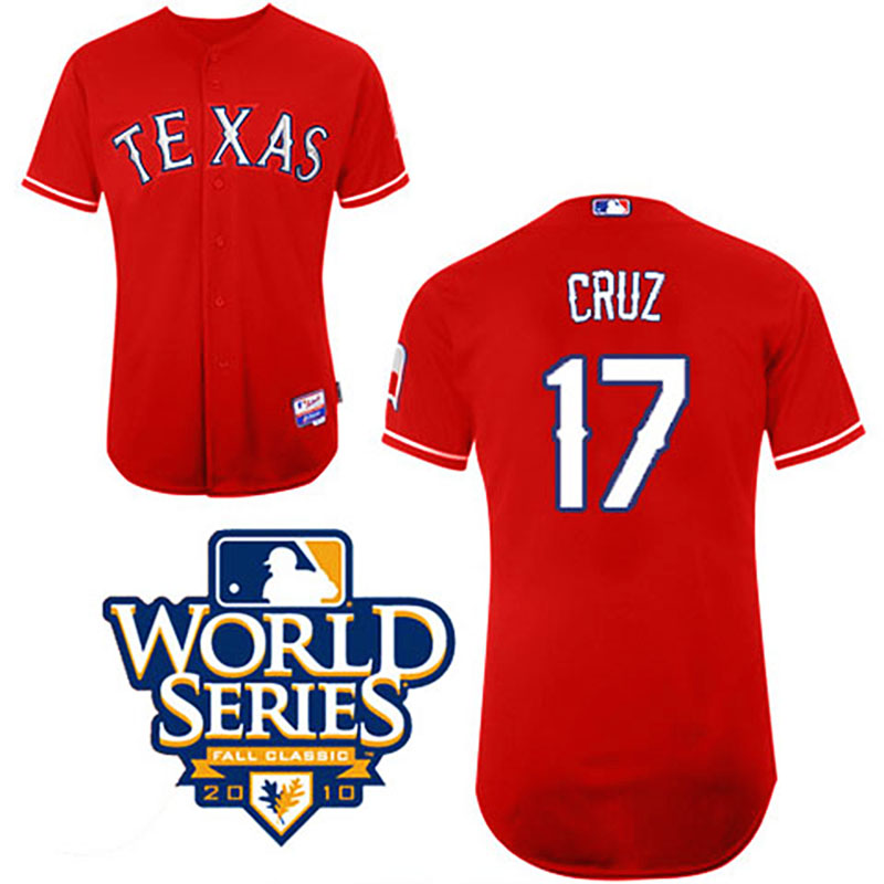 Texas Rangers #17 Nelson Cruz Cool Base with 2010 World Series Red Jersey