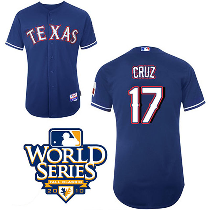 Texas Rangers #17 Nelson Cruz Cool Base with 2010 World Series Blue Jersey