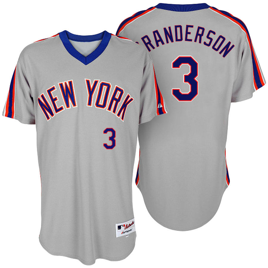 New York Mets Curtis Granderson #3 Majestic Gray Authentic Turn Back the Clock Jersey