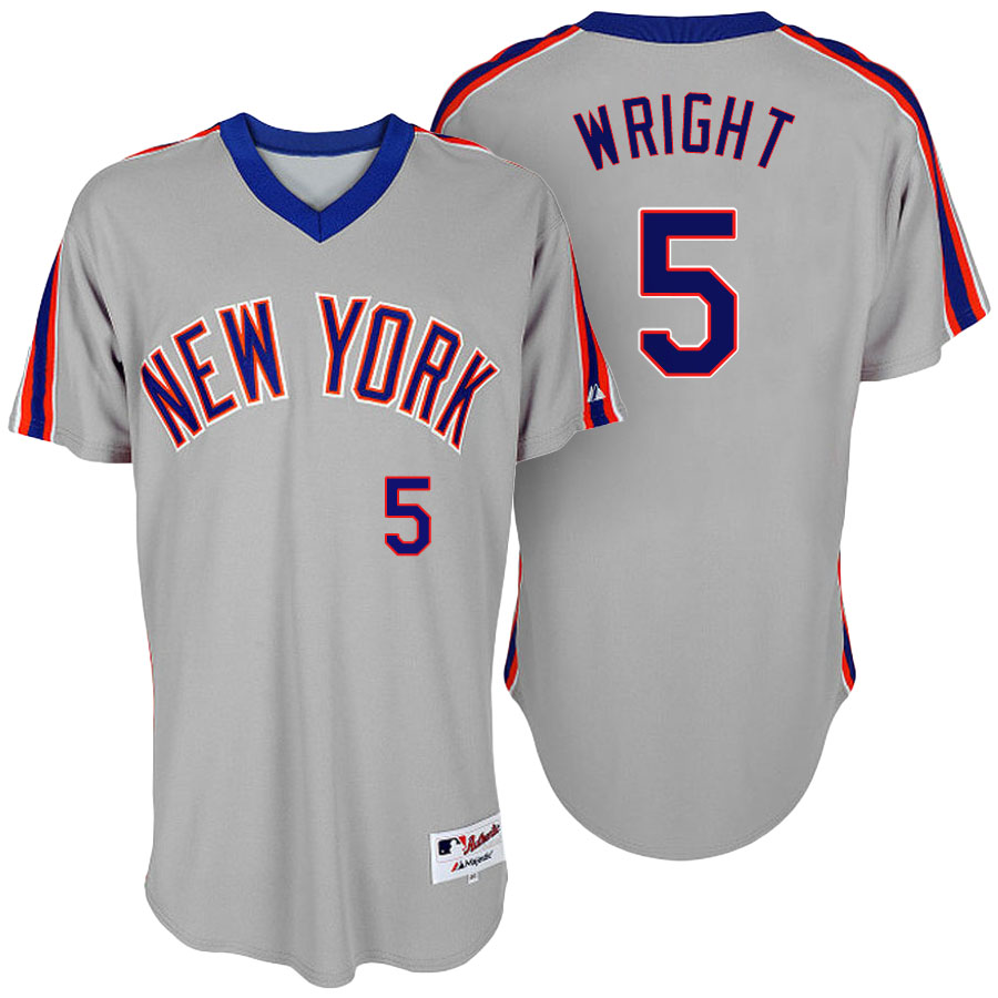 New York Mets David Wright #5 Majestic Gray Authentic Turn Back the Clock Jersey