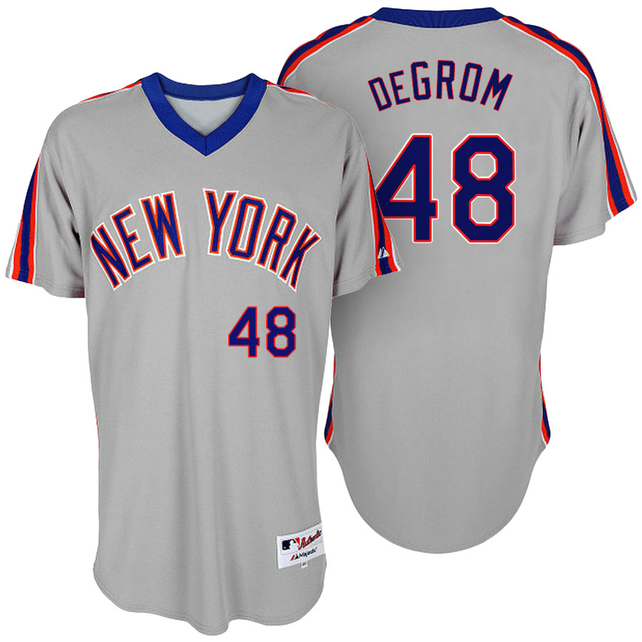 New York Mets Jacob deGrom #48 Majestic Gray Authentic Turn Back the Clock Jersey