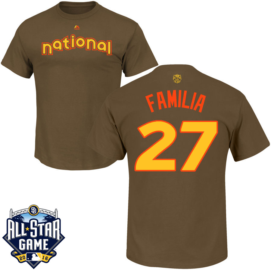 New York Mets Jeurys Familia #27 Brown 2016 MLB All-Star Game National League Name & Number T-Shirt