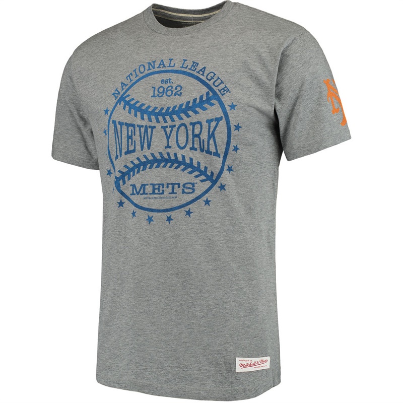 Mens New York Mets Batted Ball Gray Tailored T-Shirt