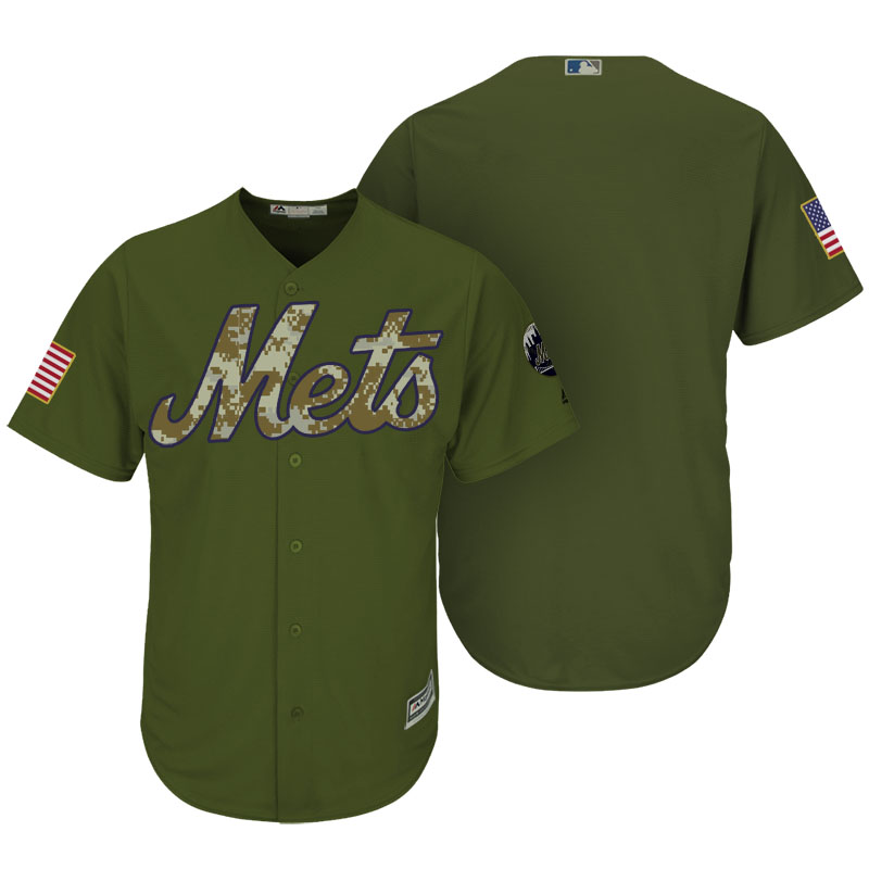 New York Mets Camo Olive Salute Official Cool Base Team Jersey