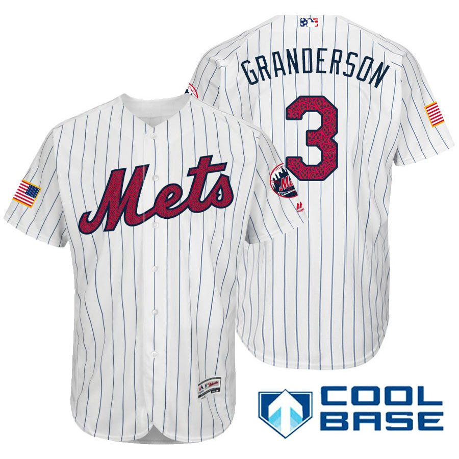 New York Mets #3 Curtis Granderson White Stars & Stripes 2016 Independence Day Cool Base Jersey