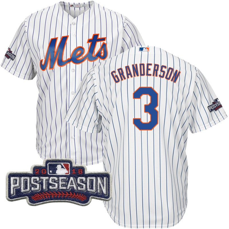 New York Mets Curtis Granderson #3 White 2016 Postseason Patch Cool Base Jersey