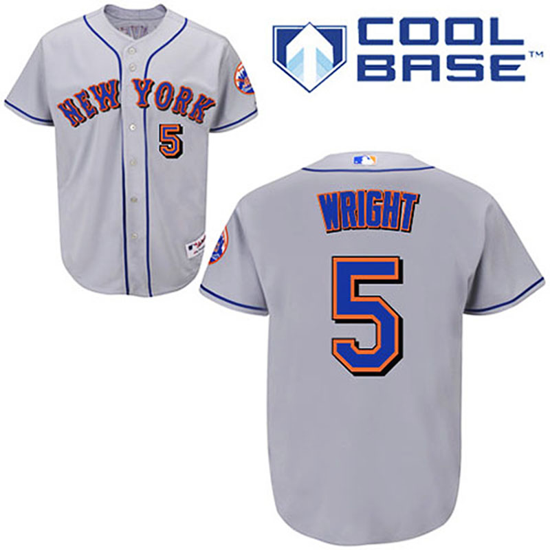 New York Mets #5 David Wright Grey Road Jersey