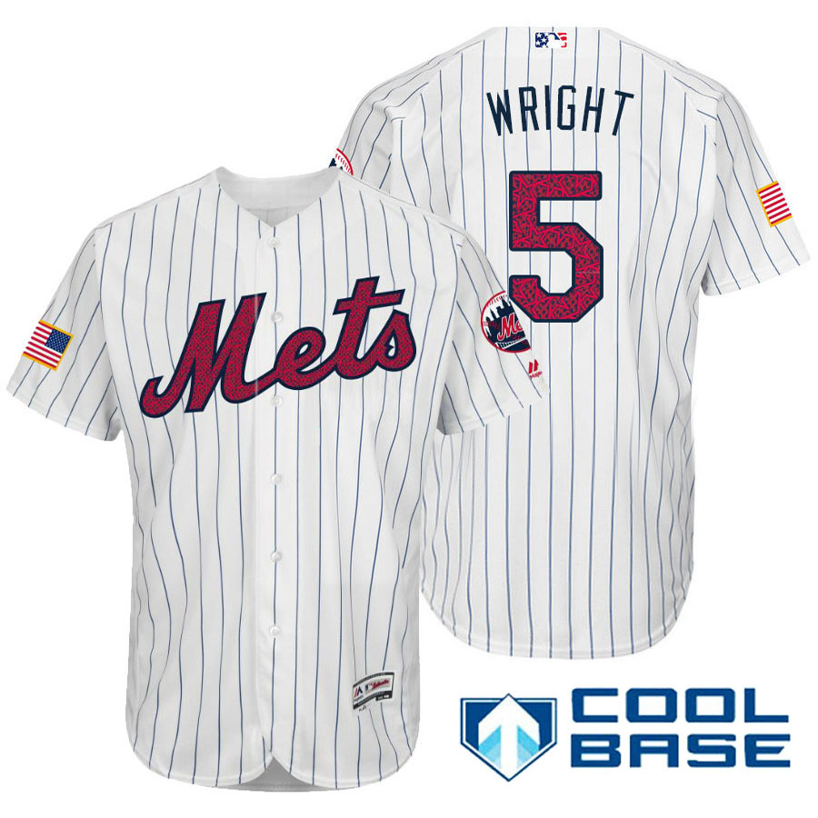 New York Mets #5 David Wright White Stars & Stripes 2016 Independence Day Cool Base Jersey