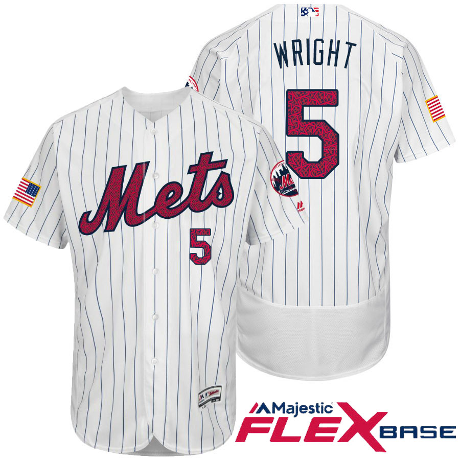 New York Mets #5 David Wright White Stars & Stripes 2016 Independence Day Flex Base Jersey