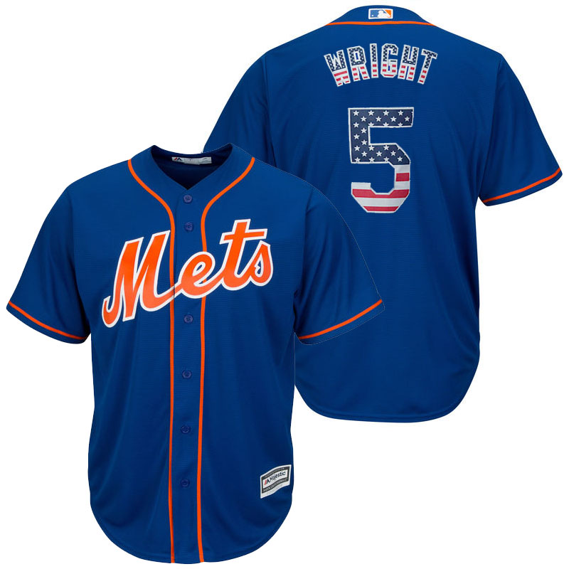 New York Mets David Wright #5 Royal Stars and Stripes Cool Base Jersey