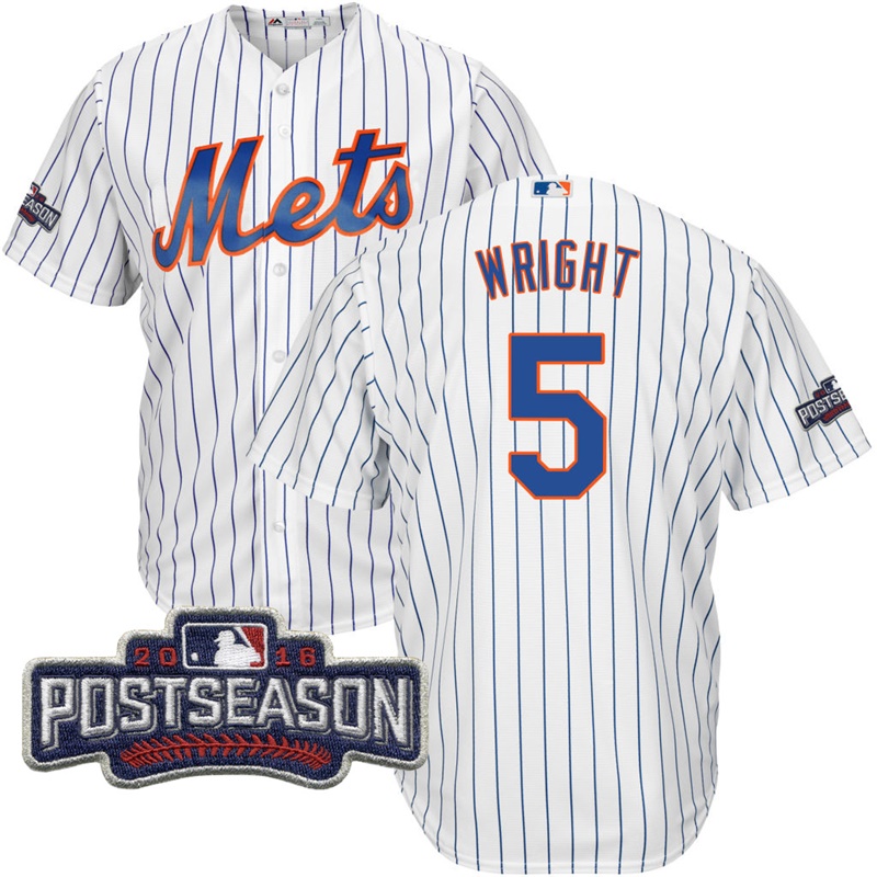 New York Mets David Wright #5 White 2016 Postseason Patch Cool Base Jersey