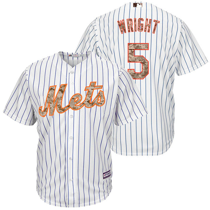 New York Mets David Wright #5 Majestic White Digital Camo USMC Player Jersey