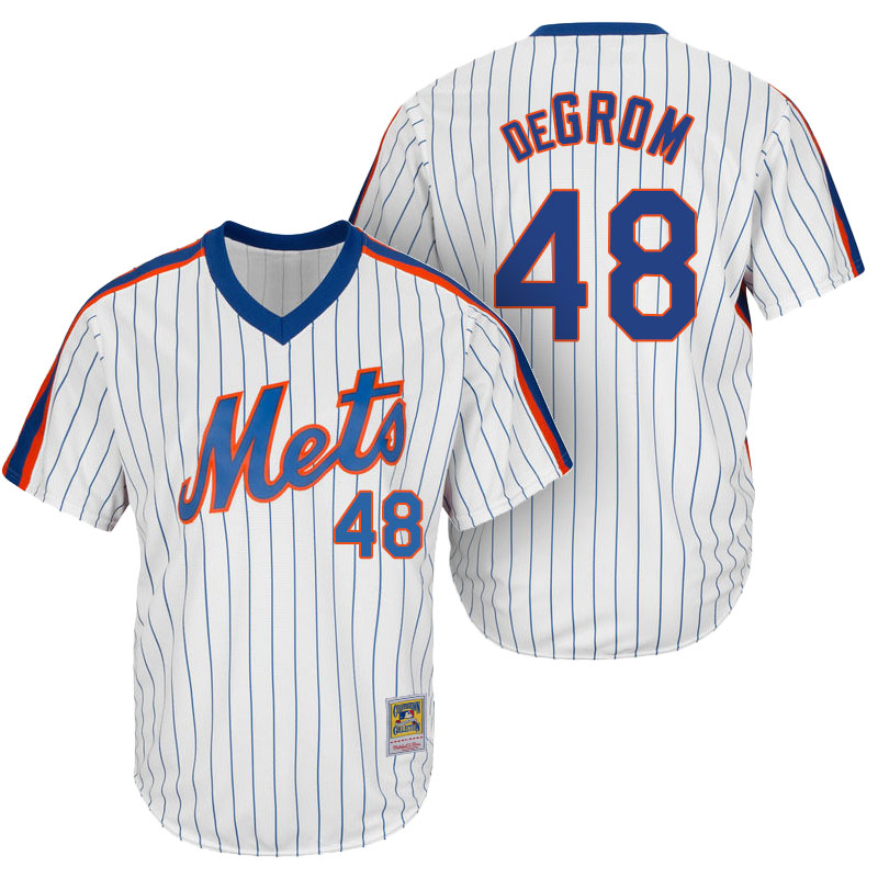 New York Mets Jacob deGrom #48 Majestic White Cooperstown Cool Base Collection Player Jersey