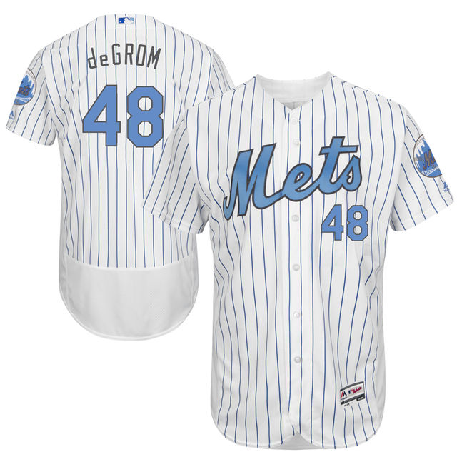 New York Mets #48 Jacob deGrom Majestic White Fashion 2016 Father's Day Flex Base Jersey