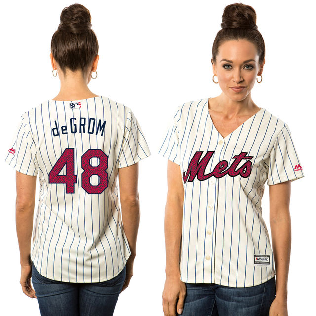 Women's New York Mets Jacob deGrom #48 White 2016 Independence Day Stars & Stripes Cool Base Jersey