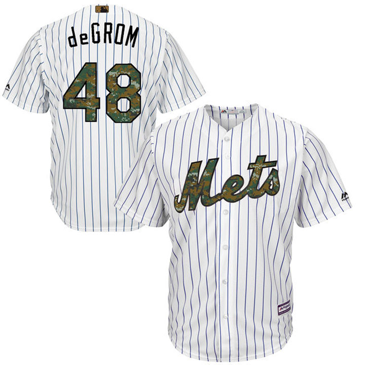 New York Mets Jacob deGrom #48 White Camo Fashion 2016 Memorial Day Cool Base Jersey