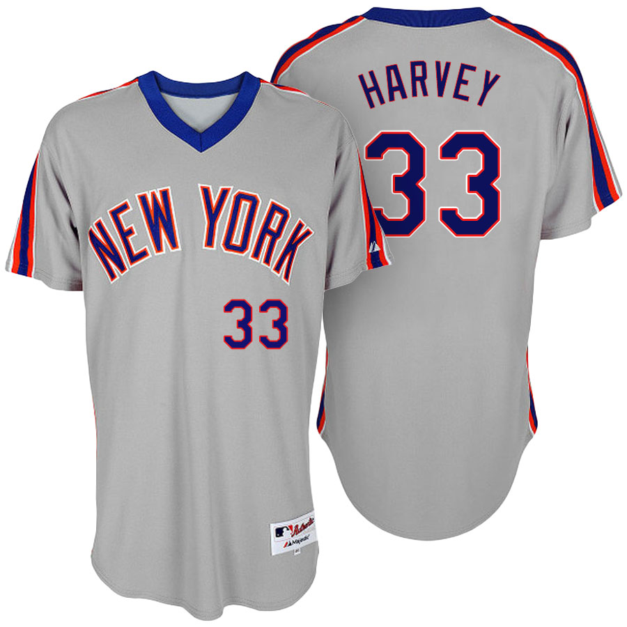 New York Mets Matt Harvey #33 Majestic Gray Authentic Turn Back the Clock Jersey