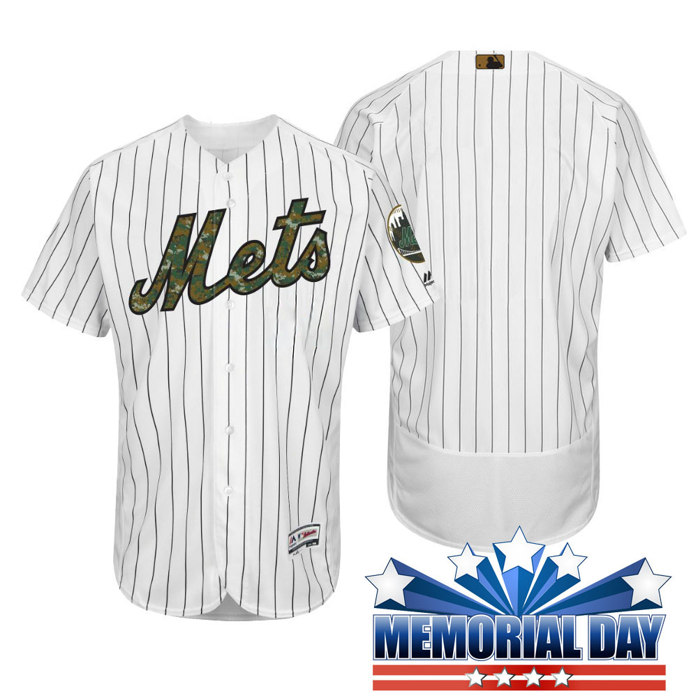 New York Mets Memorial Day White Camo Flex Base Team Jersey