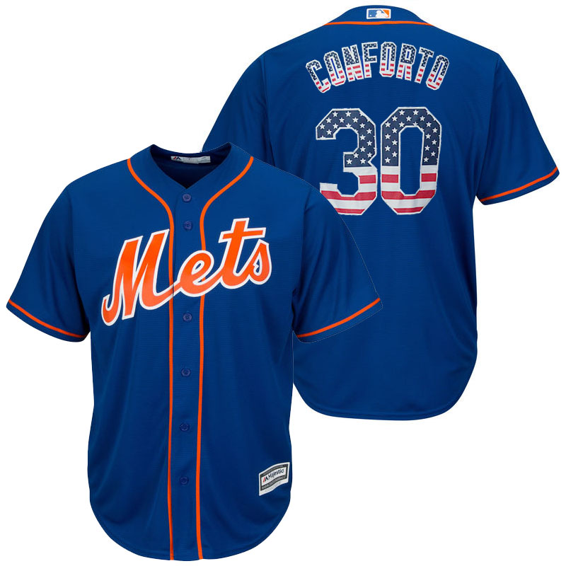 New York Mets Michael Conforto #30 Royal Stars and Stripes Cool Base Jersey