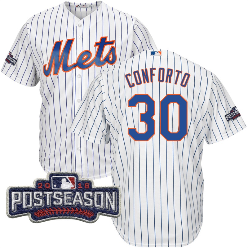 New York Mets Michael Conforto #30 White 2016 Postseason Patch Cool Base Jersey