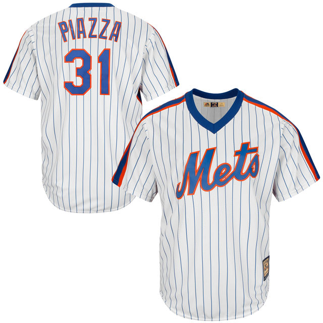 New York Mets Mike Piazza #31 Majestic White Cooperstown Cool Base Collection Player Jersey