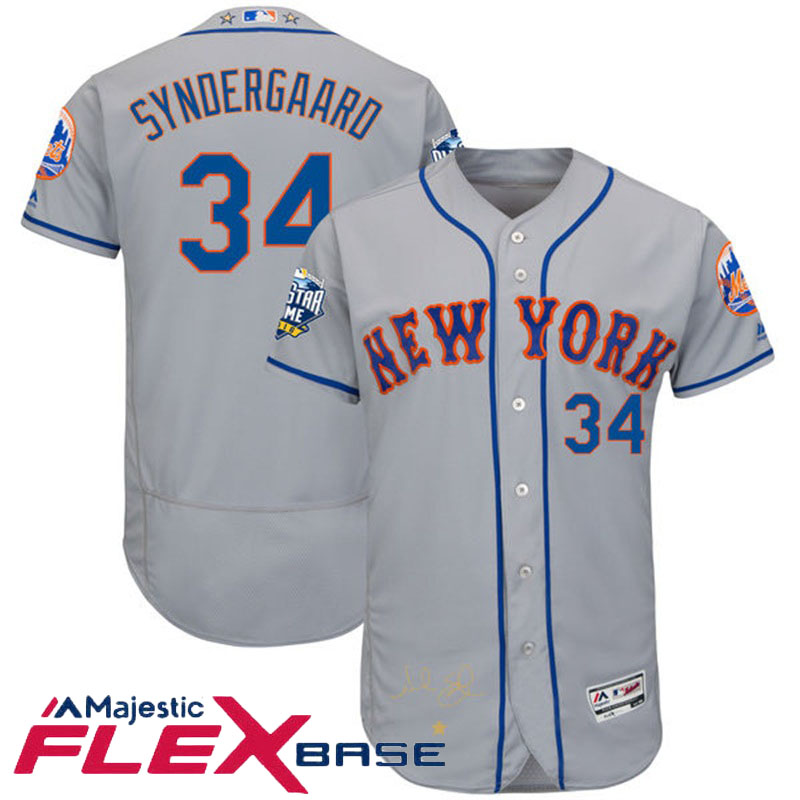 New York Mets Noah Syndergaard #34 Majestic Gray 2016 MLB All-Star Game Signature Flex Base Jersey