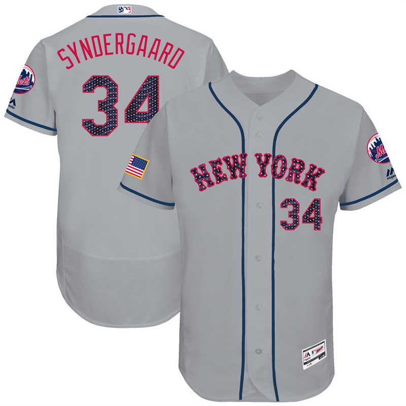 Noah Syndergaard #34 New York Mets 2017 Stars & Stripes Independence Day Gray Flex Base Jersey - Men