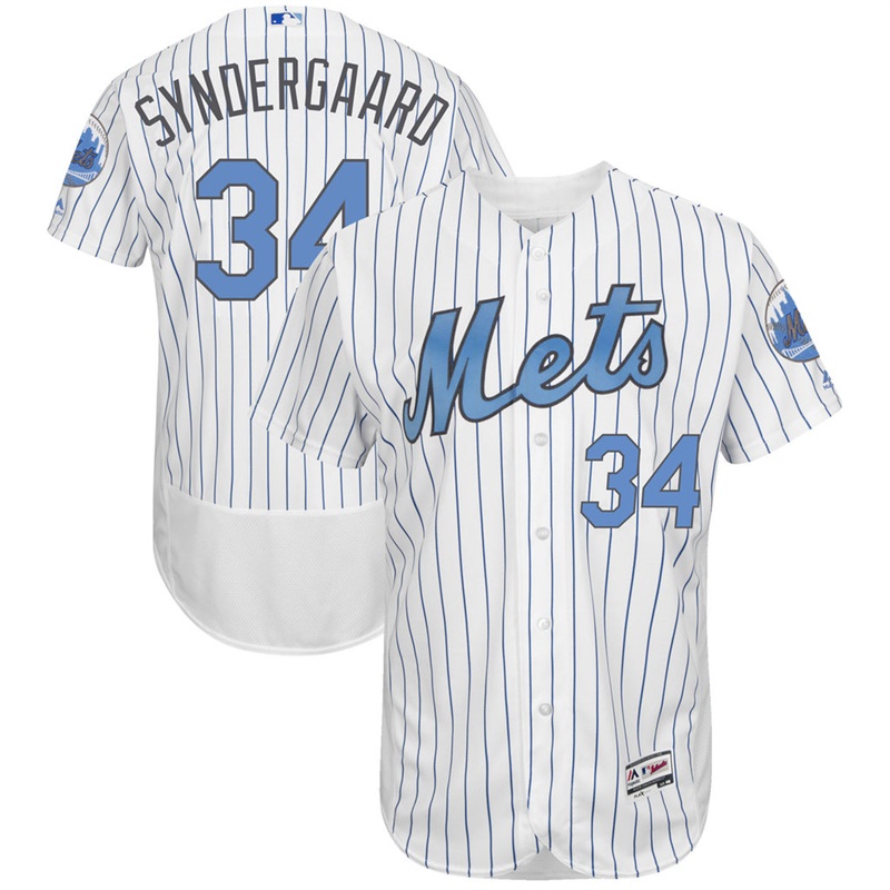 Noah Syndergaard #34 Men New York Mets 2017 Father's Day White Flex Base Jersey