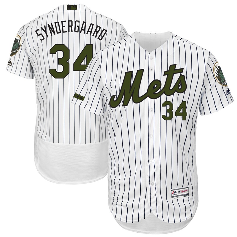 Noah Syndergaard #34 Men New York Mets 2017 Memorial Day White Flex Base Jersey